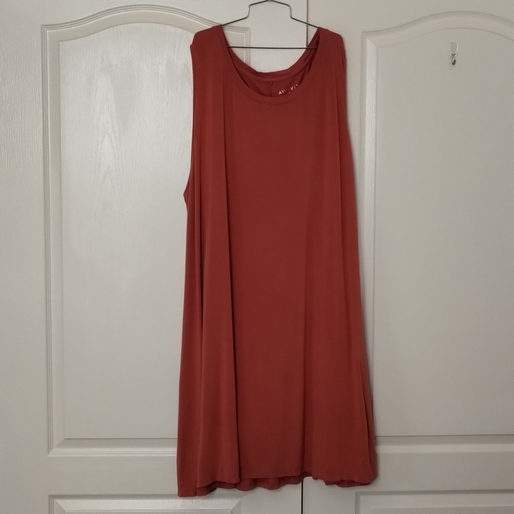 Ava & Liv mauve T-shirt rayon jersey dress sleeveless stretch and flowy size 4X